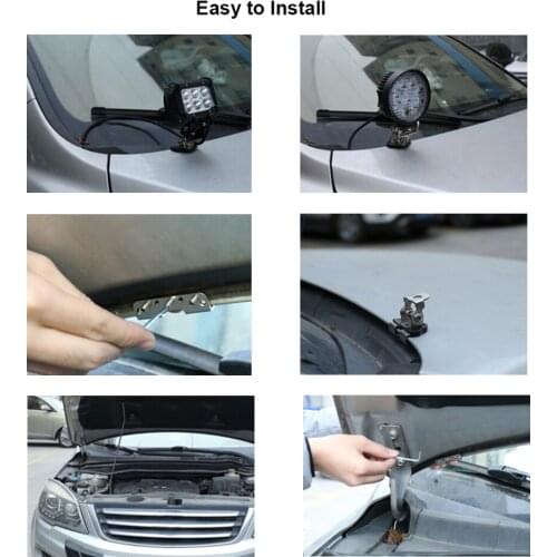 2 Pcs Car 304 Stainless Steel Pillar Hood Mounting Bracket Clamp Holder Led Work Light Bar Clamp Universal for Off-road Lights