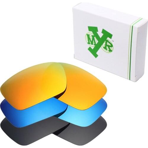 3 Pairs Mryok Anti-Scratch POLARIZED Replacement Lenses for Oakley Fuel Cell Sunglasses Stealth Black & Ice Blue & Fire Red