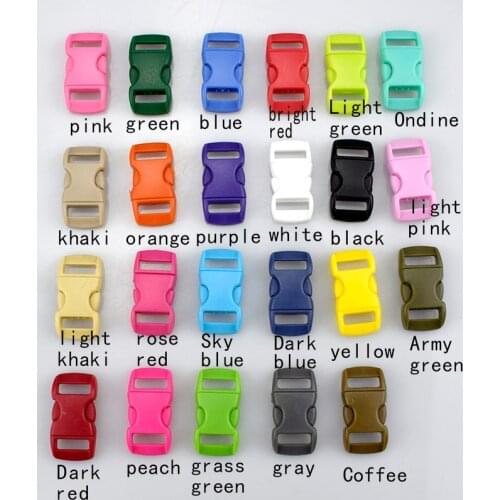 30sets Meetee 10mm Colorful Plastic Curved Side Release Buckles for 550 Paracord Bracelet Backpack DIY Collar Safety Accessories