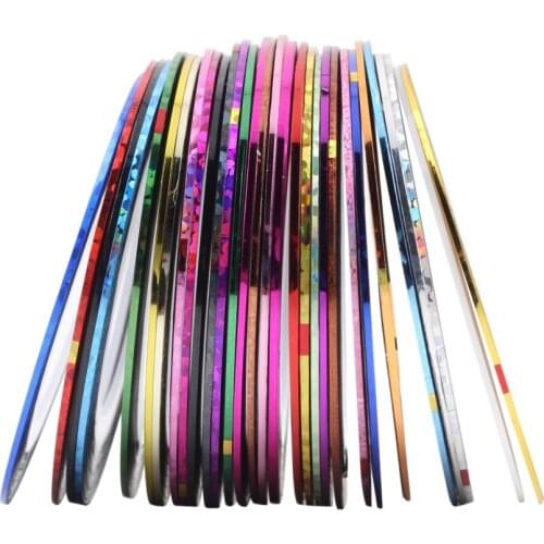 30 Pcs 30 Colors Rolls Striping Tape Line Decoration Sticker Tips DIY Non-toxic Nail Tool For Girls Ladies