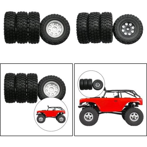 4pcs 1/24 Wheels Tires w/ Wheel Rims Set for Axial SCX24 AXI90081 Model Car