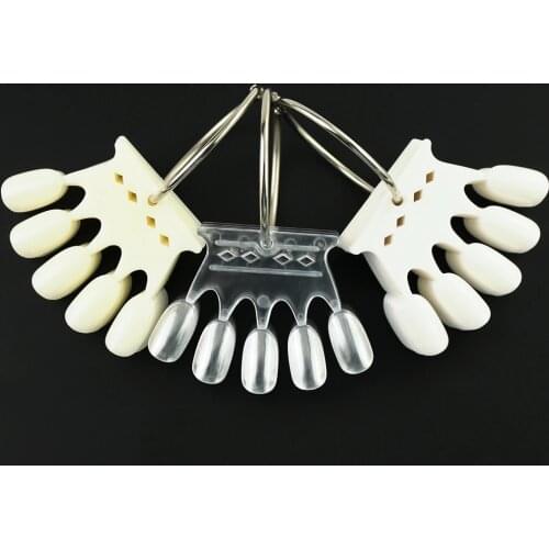 5*10pcs False Nails Oval French Full Nail Art Tips Crown Short Clear White Acrylic Practice Manicure Accessories