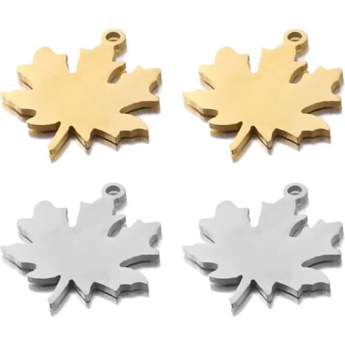 5pcs Stainless Steel Maple Leaf earring Charms Fit Bracelet Connector Charm Bracelet Necklace for DIY Handmade Jewelry Making