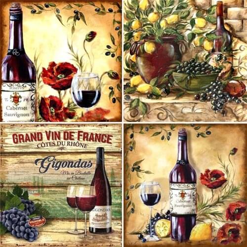 5D Diamond Painting Full Drill Square Flowers Diamond Art Embroidery Wine Decoration For Home Gift
