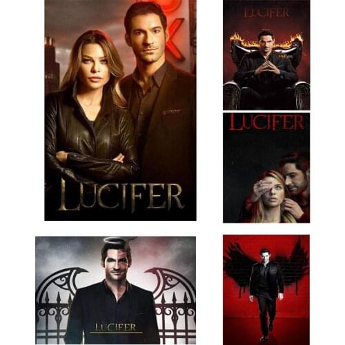 New DIY 5D Full Square /Round Diamond painting “Lucifer” TV poster 3D embroidery Cross stitch Diamond mosaic Home Dector Art