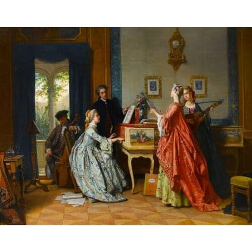 Free shipping court figure nobility music practice canvas prints oil painting printed on canvas wall art decoration picture