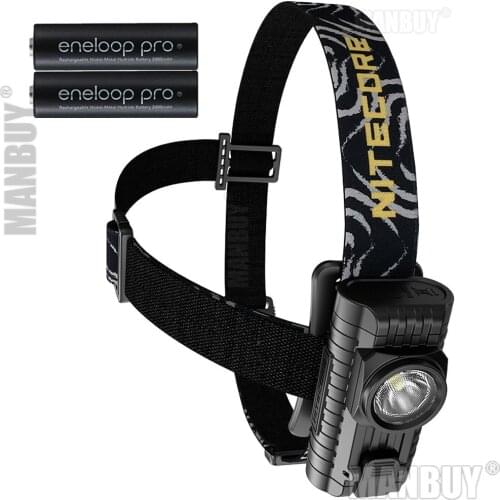 Free Shipping NITECORE HA23 CREE LED Headlamp + 2x 2500mAh AA Rechargeable Battery Lightweight Design Durable PC Materials Light