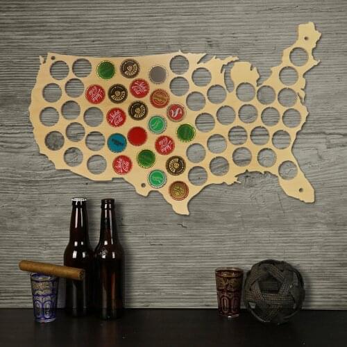 Creative Wooden Beer Cap Maps Beer Bottle Caps Map of USA Display Board Wall Art Decor Unique Gift For Cap Collectors