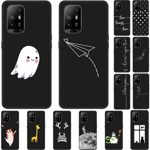 For Oppo A94 5G Case Reno5 Lite Couple Black Silicone Back Cover Phone Case For OPPO A74 5G / A54 5G Cases OPPOA94 A 94 Fundas