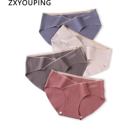 3Pcs V-shaped Pregnant Underwear Soft Cotton Briefs Women Seamless Panties Maternity Low Waist Breathable Lingerie Intimates