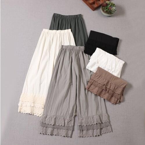Lamtrip Lolita Kawaii Lace Patchwork Lacing Wide Leg Pants Vintage Basic Leggings