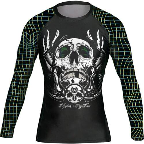 Mens Skeleton in Smoke Moisture Wicking Cycling Tights Sports Gym Elastic T-Shirt Quick-Drying Cool Warm Stretch Clothing