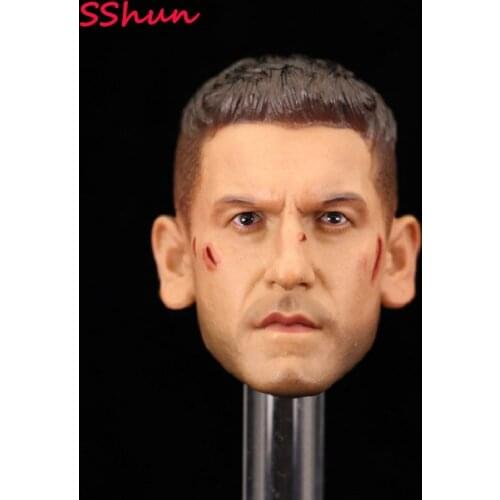 1/6 Scale Male Soldier Head Sculpture Model Battle Damaged Head Sculpture For 12'' Soldier Male Muscle Body DIY Accessories
