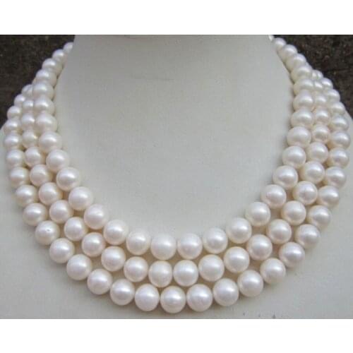 New 9-10MM AAA Round South Sea White Pearl Beads Necklace DIY Pearl Jewelry Rope Chain Necklace Natural Stone Women Girls Gifts