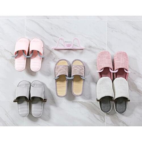 Plastic Organizer Hotel Bathroom Slippers Rack Home Space Saving Shoe Holder Bathroom Slippers Hanger Wall Mounted Shoe Rack