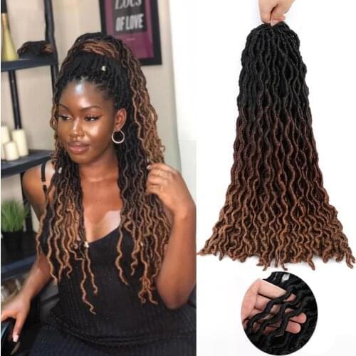Prettyplus Soft Faux Locs Crochet Hair 18Inches Goddess Nu Locs Curly Synthetic Hair Pre Loop Crochet Braiding Extension Hair