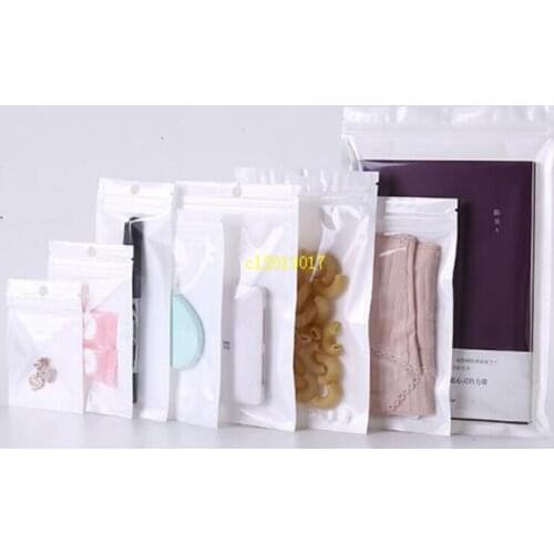 Promotion Clear + white pearl Plastic Poly OPP packing zipper Zip lock Retail Packages Jewelry food PVC plastic bag many size available