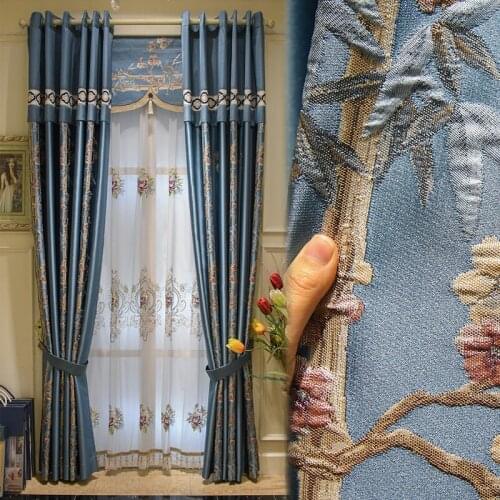 Luxury jacquard European curtain living room luxury atmosphere high grade American curtain shading new floor curtain products