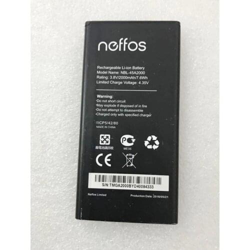 3.8V 2000mAh 7.6Wh NBL-45A2000 Replacement Battery For neffos C5L TP601A B C E mobile phone bateria Li-Polymer Batterie