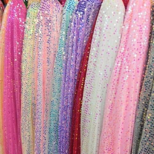 Wedding Decoration Sequin Mesh Fabric Net With Laser Shiny DIY Bling Material 1 Yard