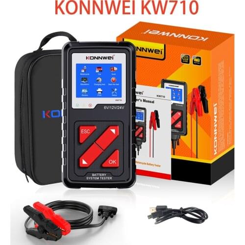 Newest KONNWEI KW710 6/12/24V Car Motorcycle Truck Battery Tester 100-2000CCA Battery Load Tester And Charging System Tester