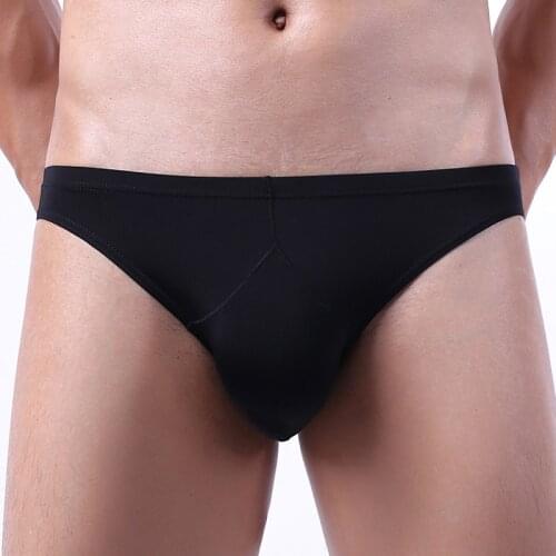 Sexy Briefs Shorts Underwear Men Cool Ice Silk Panties Man Solid Breathable U Convex Pouch Underpants Cueca calzoncillo M-XXL