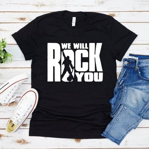 We Will Rock You T-Shirt Queen Rock Band T Shirts 80s Shirt Ladies Cute Tee Unisex Casual Rock Shirt Woman Tshirts