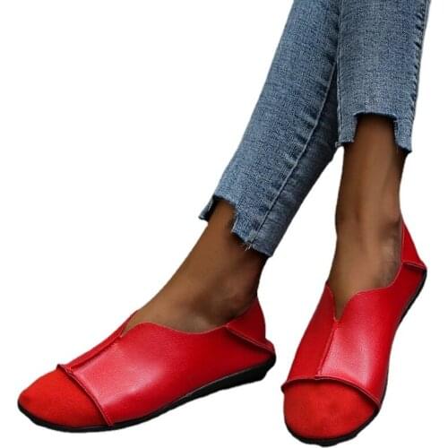 Women2021 Leather Shoes Moccasins Mother Loafers Soft Flats Casual Female Driving Ballet Footwear Comfortable Grandma Shoes