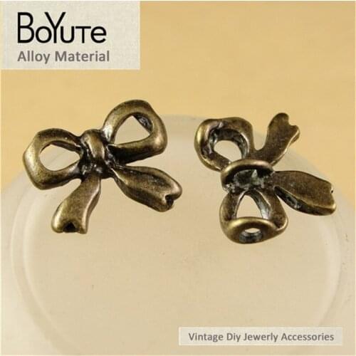 BoYuTe (50 Pieces/Lot) 17*14MM Antique Bronze Plated Zinc Alloy Materials Bowknot Charms Pendants for Jewelry Making