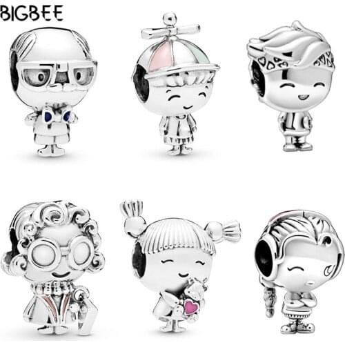 Boy Girl Grandson Granddaughter Beads for Women Jewelry Fit Original Pan Charms Bracelet DIY Grandmother Grandfather Pulseras