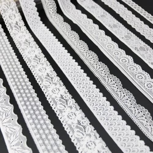 5 meters/roll) White Elastic Lace Fabric Underwear Stretch Laces Trim Manual DIY Crafts Sewing High Quality Ribbon