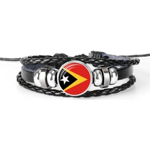 FRANCE Classic World Football Game Leather Bracelet Classic Handmade Braided Multilayer Black Bracelet Women Men Charm Jewelry
