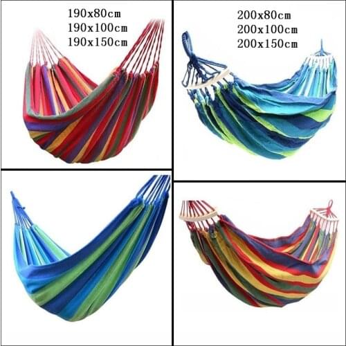 Leisure Outdoor Rainbow Double Canvas Hammocks Ultralight Camping Hammock With Backpack Portable Outdoor Hammocks