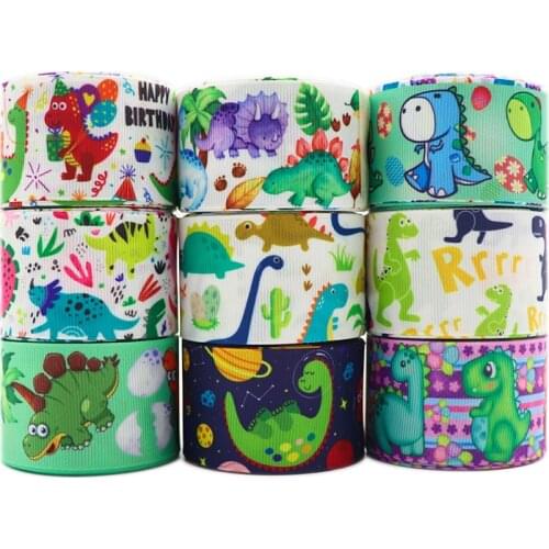 10 Yards 1.5'' 38MM DinosaurPrinted Ribbon For Hair Bows DIY Crafts Handmade Accessories Y2021030801