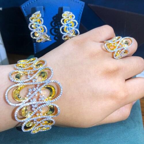 Missvikki Brand Statement Bangle Earrings Ring Trendy CZ BOHO Style Design For Women Girl Bridal Wedding Party Show Accessories