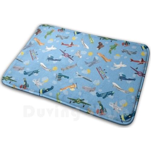 Airplanes In The Sky Plane Pattern Soft Non-Slip Mat Rug 1992 Carpet Cushion Planes Airplanes Sky Clouds Flying Vehicles