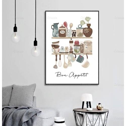 Tableware Canvas Painting Wall Art Nordic Poster Print Modern Print Painting Quotes Wall Pictures For Kitchen Home Decoration