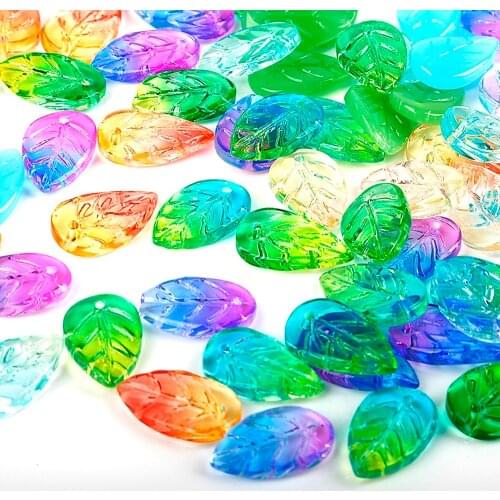 5pcs 11x18mm Multi Color Leaf Lampwork Beads Handcraft Teardrop Glass Mermaid Beads Leaves Pendant DIY Jewerlry Making