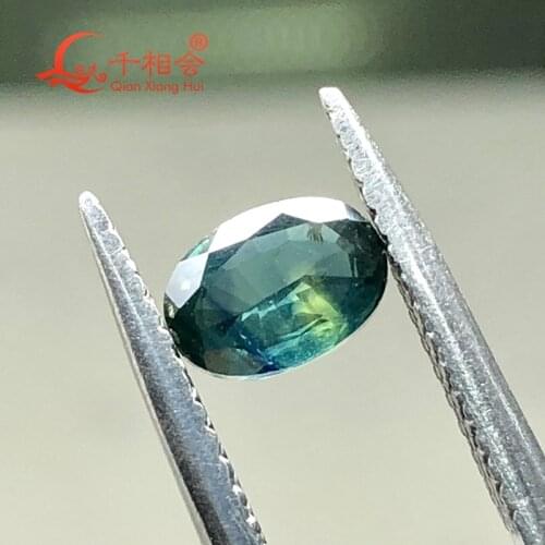 Blue green and yellow mixed color rare natural sapphire oval shape gmestone Loose Gemstone