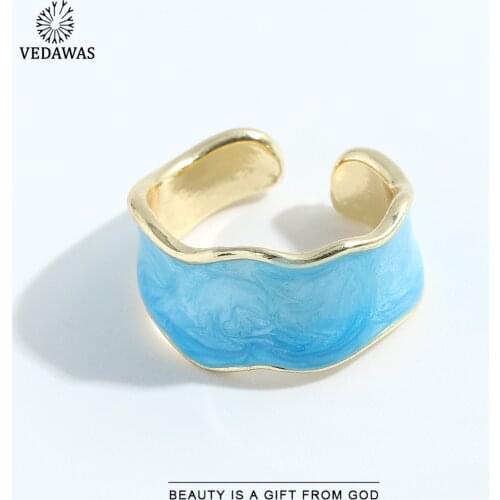 Vedawas Korean Colorful Open Rings for Women Trendy Luxury Cute Tracsparent Rings Finger Accessories Jewelry Wedding Party Gift