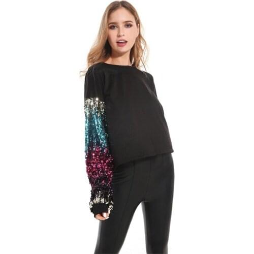 Sequined Woman Hoodies Long Sleeve Jumper Bling Casual Woman Sweatshirts Clothes for Teens