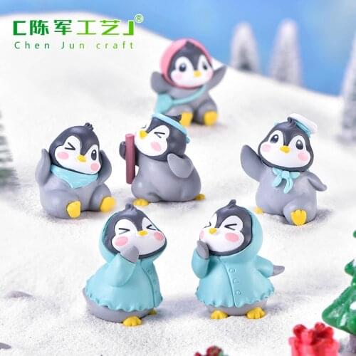 1pc Cute Fun Penguin Miniatures Figurine Small Statue For Fairy Garden Gnomes Moss Terrariums Decoration