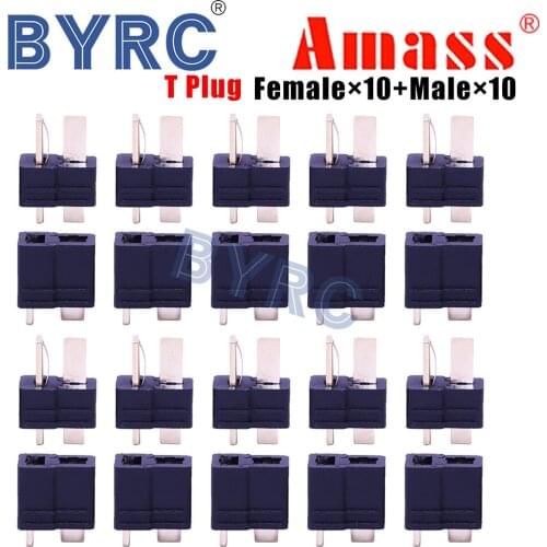 NEW 10 Pairs non-slip black T-plug Male & Female Bullet Connectors Plugs For RC LiPo Battery
