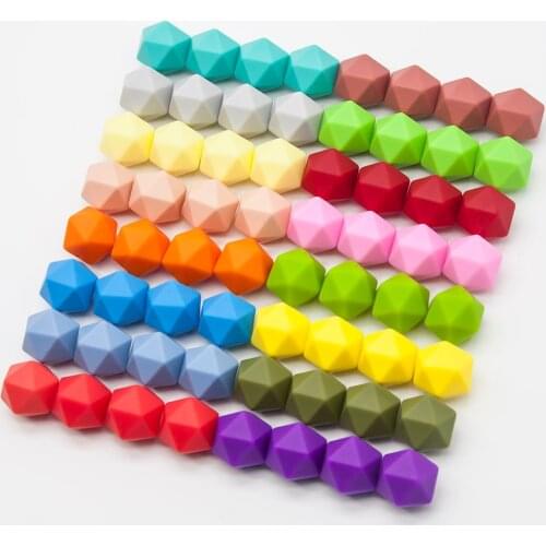 Cute-Idea 10pcs 17mm silicone hexagon beads teether baby product soft chewable handmade jewelry necklace bracelet chain teething