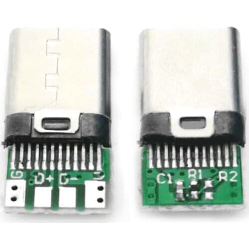 10 Pcs Usb 2.0 Type C 24 Pins Connector Male Socket Adapter To Solder Wire PCB Board