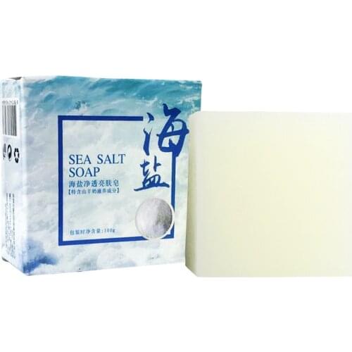 100g Sea Salt Soap Cleaner Goat Milk Soap Removal Pimple Pore Acne Foaming