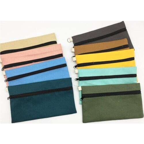 100pcs/lot High quality Pure color Blank canvas pen pouch cotton cosmetic Bags makeup bags Mobile phone clutch bag organizer