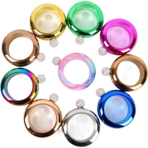 20Pcs 3.5oz Bracelet Bangle Flask 304 Stainless Steel Wine/Alcohol Wrist Flasket with Rhinestone Lid For Women Girls Gifts