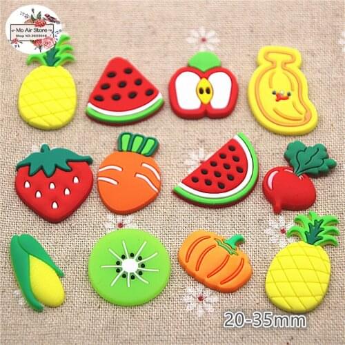 20pcs apple/cherry/banana/pineapple Fruit Soft Glue Brooch Hair Accessories DIY Hairbands Making Charms Pendants