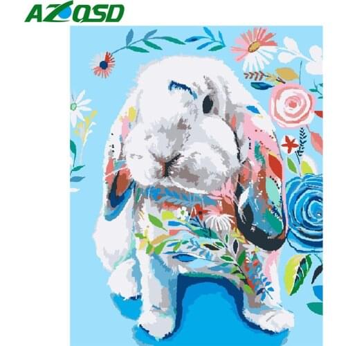 AZQSD Paint By Number Rabbit Drawing On Canvas Coloring By Numbers Animal Kits For Children Unique Gifts